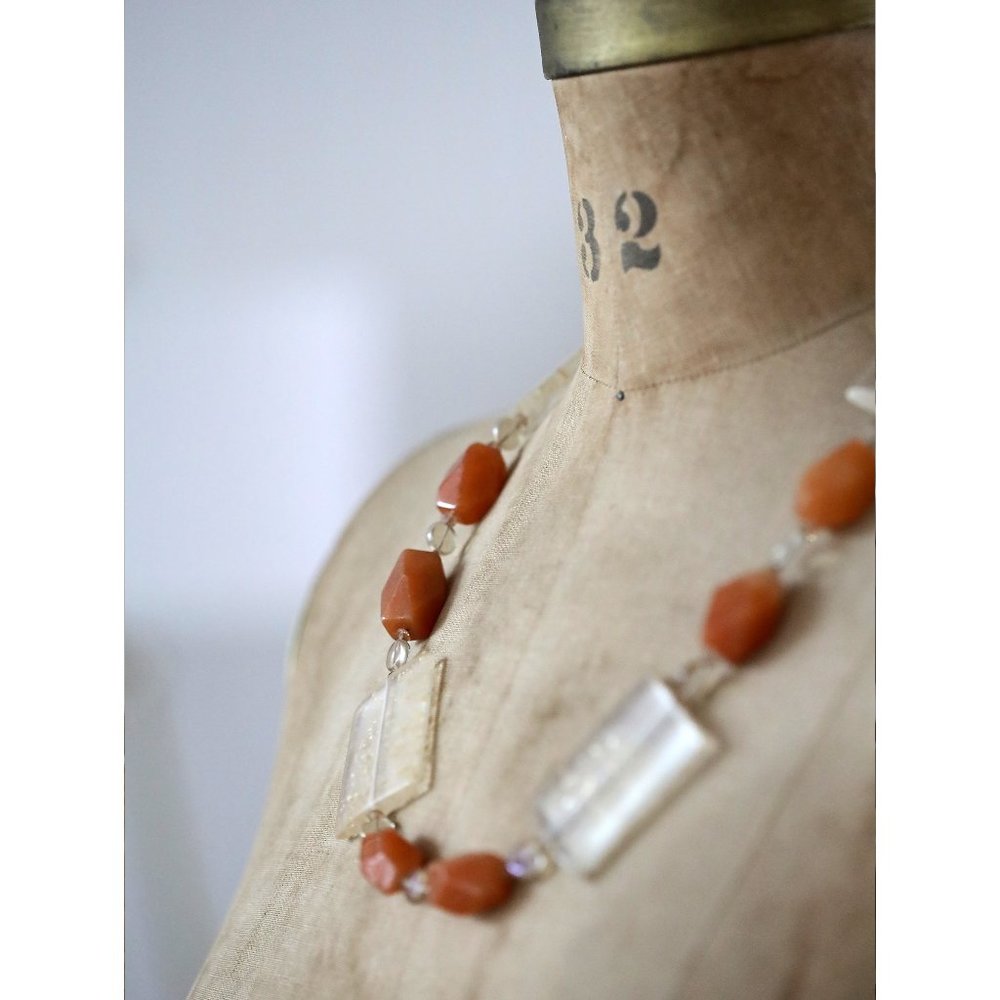 Custom designed carnelian/acetate necklace